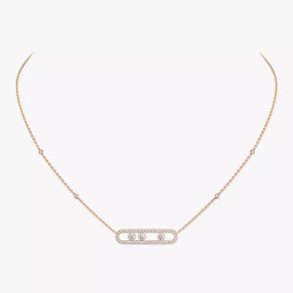 [Okajuri Jewelry] Move Pave_ Rose Gold Diamond Necklace