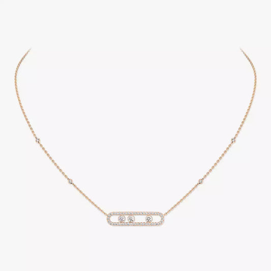 [Okajuri Jewelry] Move Pave_ Rose Gold Diamond Necklace