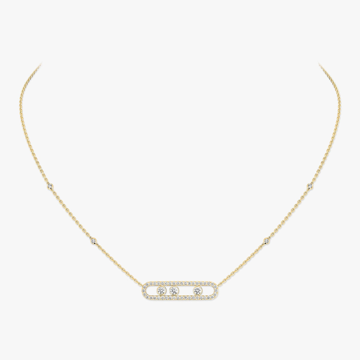 [Okajuri Jewelry] Move Pave_ Rose Gold Diamond Necklace