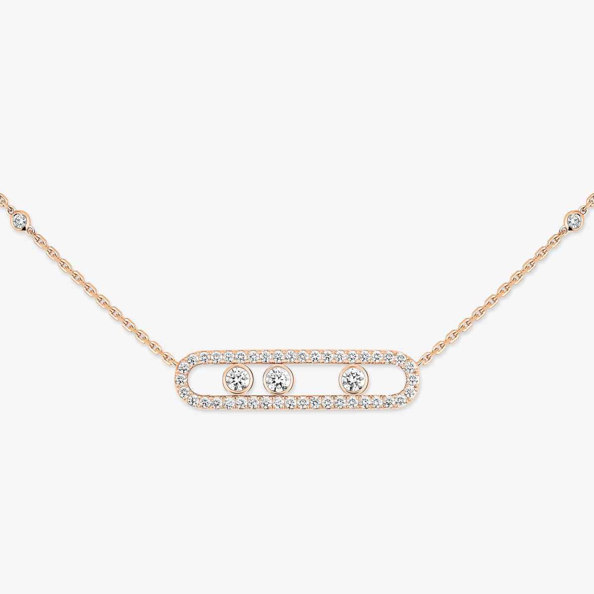 [Okajuri Jewelry] Move Pave_ Rose Gold Diamond Necklace