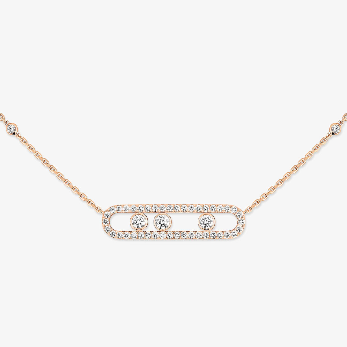 [Okajuri Jewelry] Move Pave_ Rose Gold Diamond Necklace