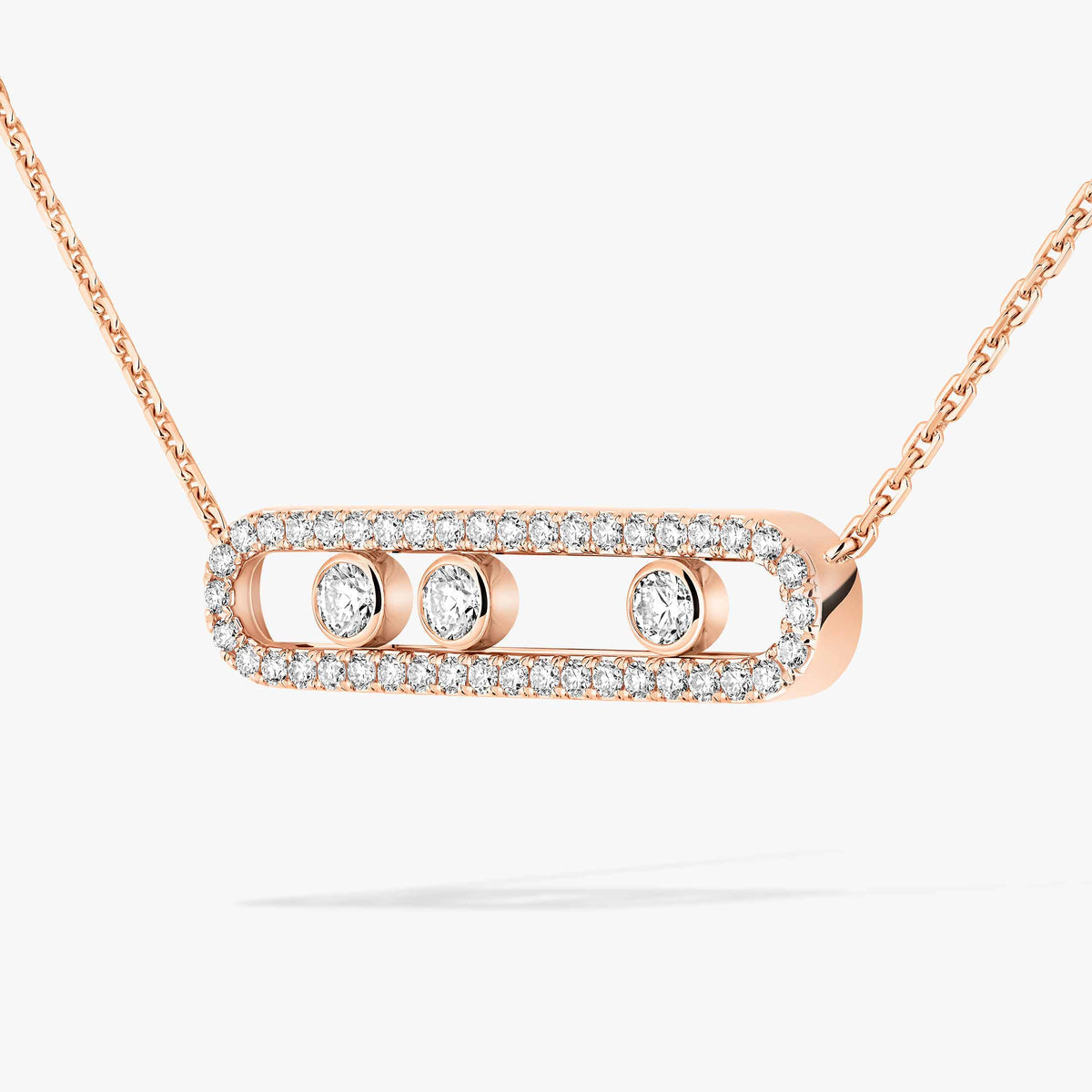 [Okajuri Jewelry] Move Pave_ Rose Gold Diamond Necklace