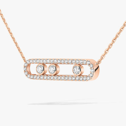 [Okajuri Jewelry] Move Pave_ Rose Gold Diamond Necklace