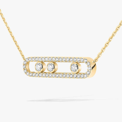 [Okajuri Jewelry] Move Pave_ Rose Gold Diamond Necklace
