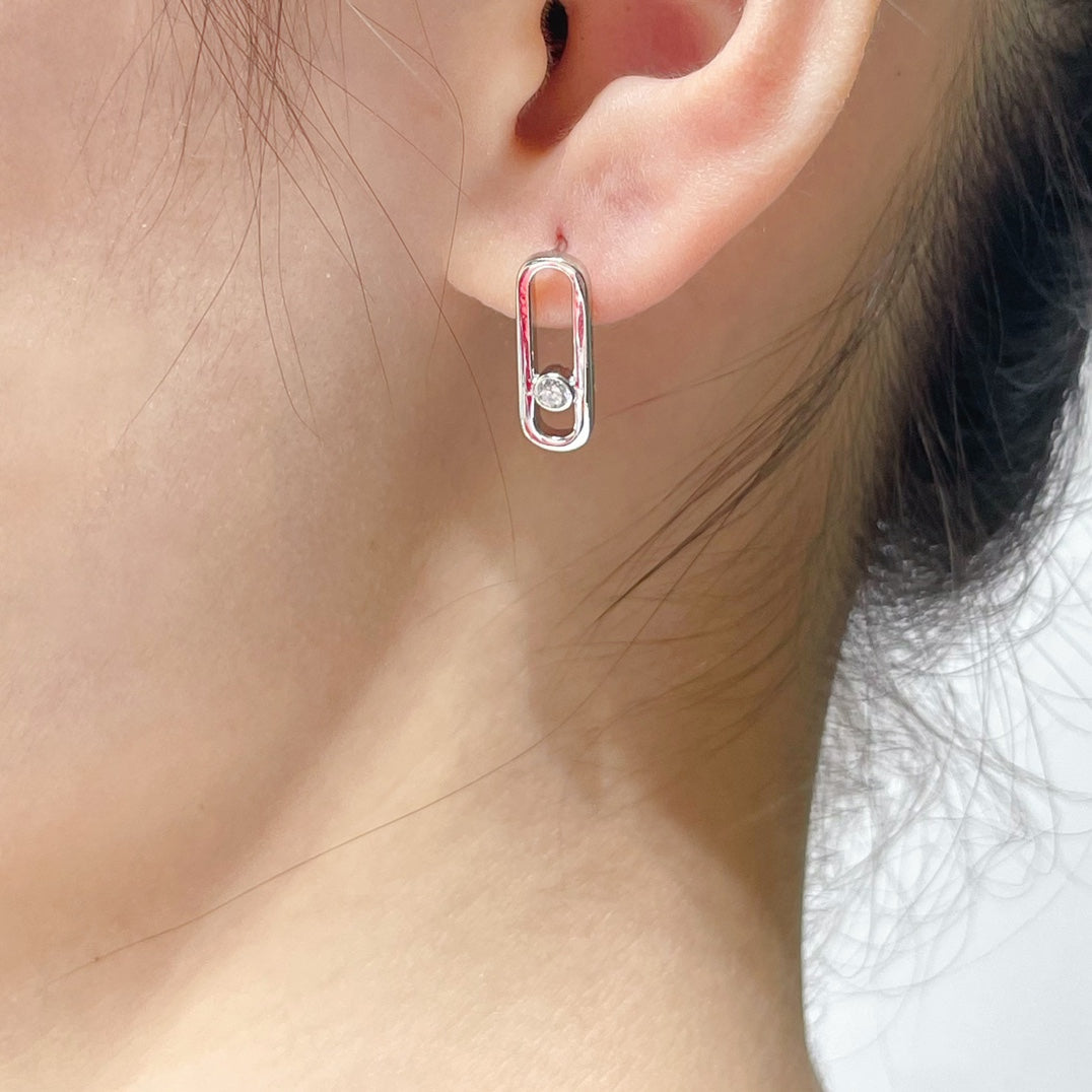 [Okajuri Jewelry]MOVE UNO SMALL 1 DIAMOND EARRINGS