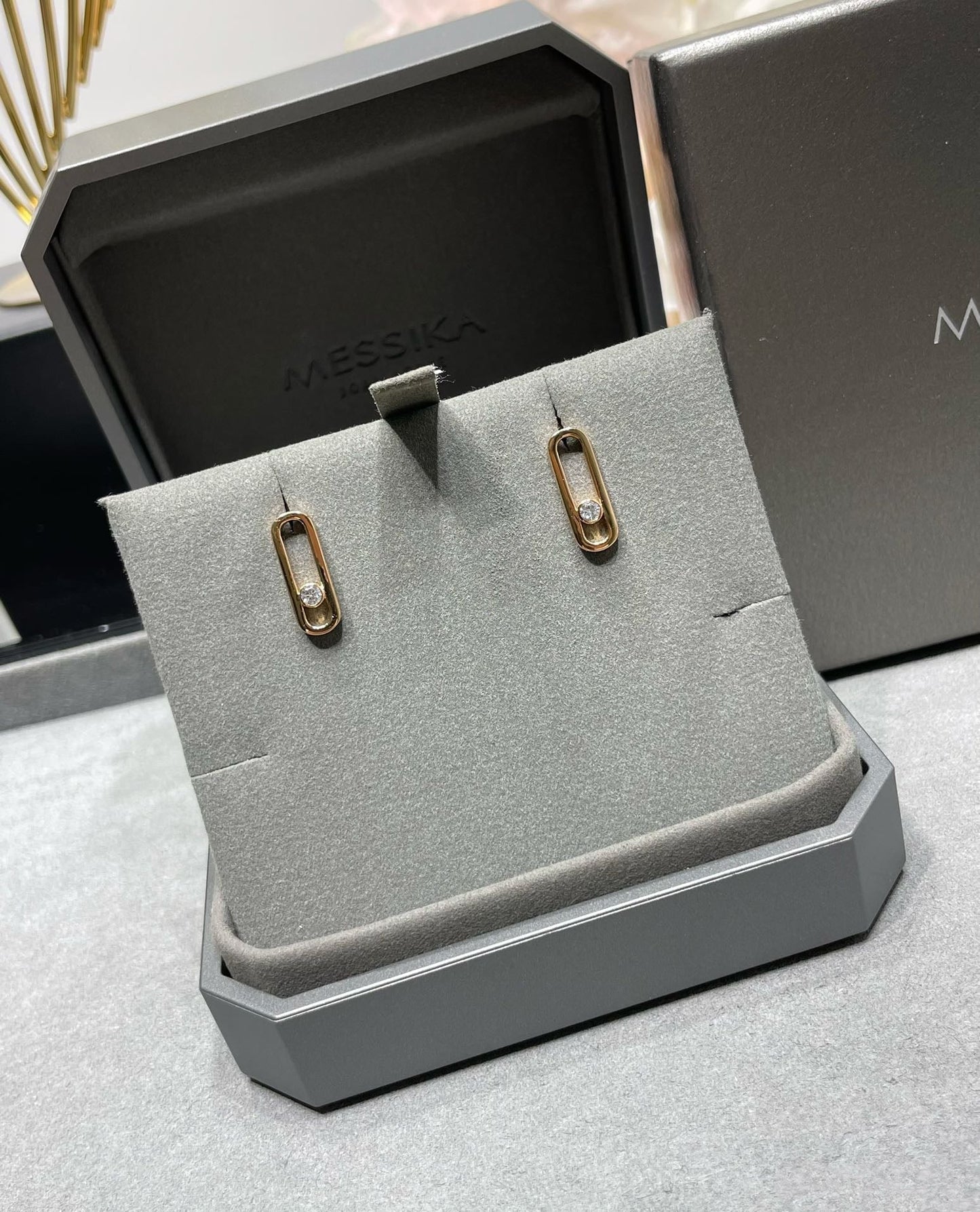 [Okajuri Jewelry]MOVE UNO SMALL 1 DIAMOND EARRINGS