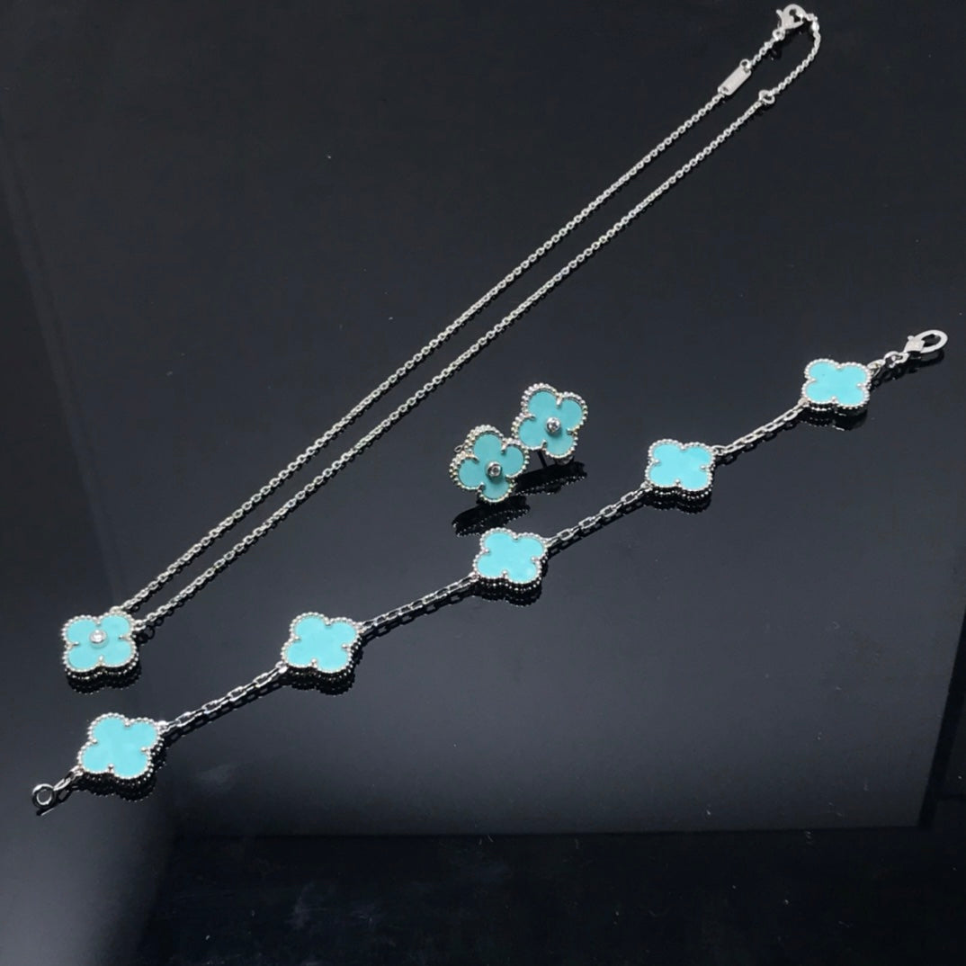 [Okajuri Jewelry]CLOVER 1 DIAMOND BLUE SKY SILVER EARRINGS