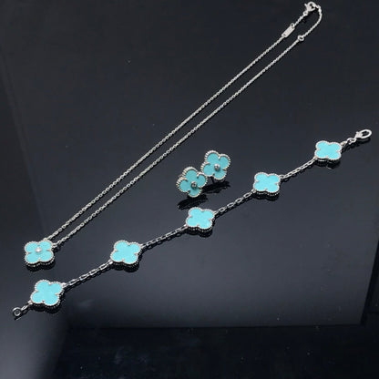 [Okajuri Jewelry]CLOVER 1 DIAMOND BLUE SKY SILVER EARRINGS