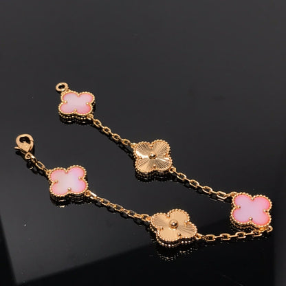 [Okajuri Jewelry]CLOVER BRACELET 5 MOTIF PINK AND PINK GOLD