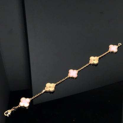 [Okajuri Jewelry]CLOVER BRACELET 5 MOTIF PINK AND PINK GOLD