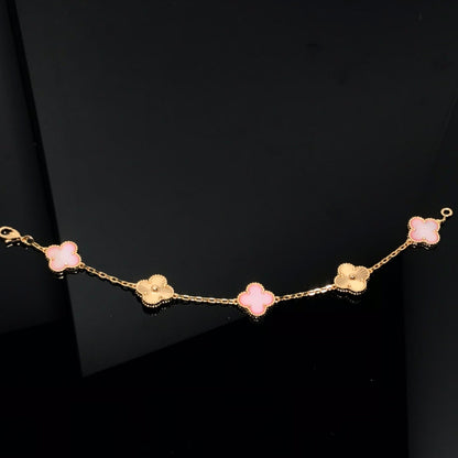 [Okajuri Jewelry]CLOVER BRACELET 5 MOTIF PINK AND PINK GOLD