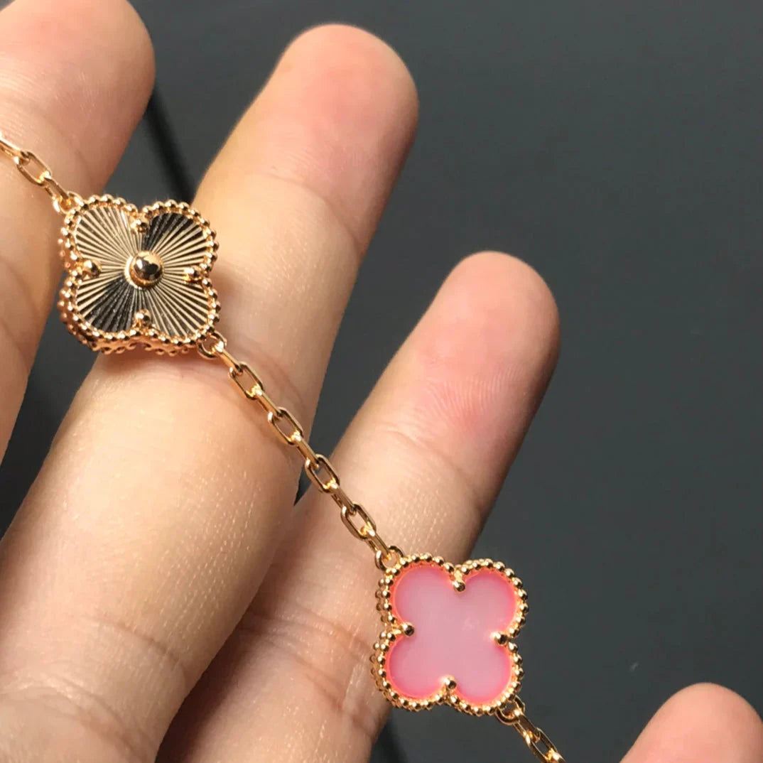 [Okajuri Jewelry]  CLOVER 5 MOTIFS  PINK MOP BRACELET COLLECTION