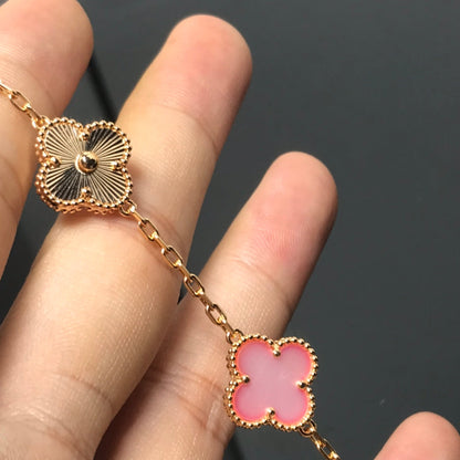 [Okajuri Jewelry]CLOVER BRACELET 5 MOTIF PINK AND PINK GOLD