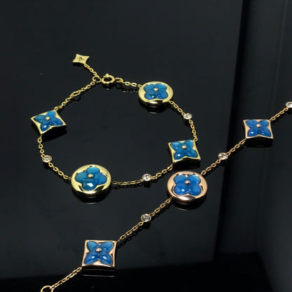 [Okajuri Jewelry]STAR AND SUN 4 MOTIF BLUE BRACELET