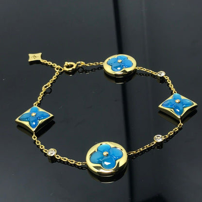 [Okajuri Jewelry]STAR AND SUN 4 MOTIF BLUE BRACELET