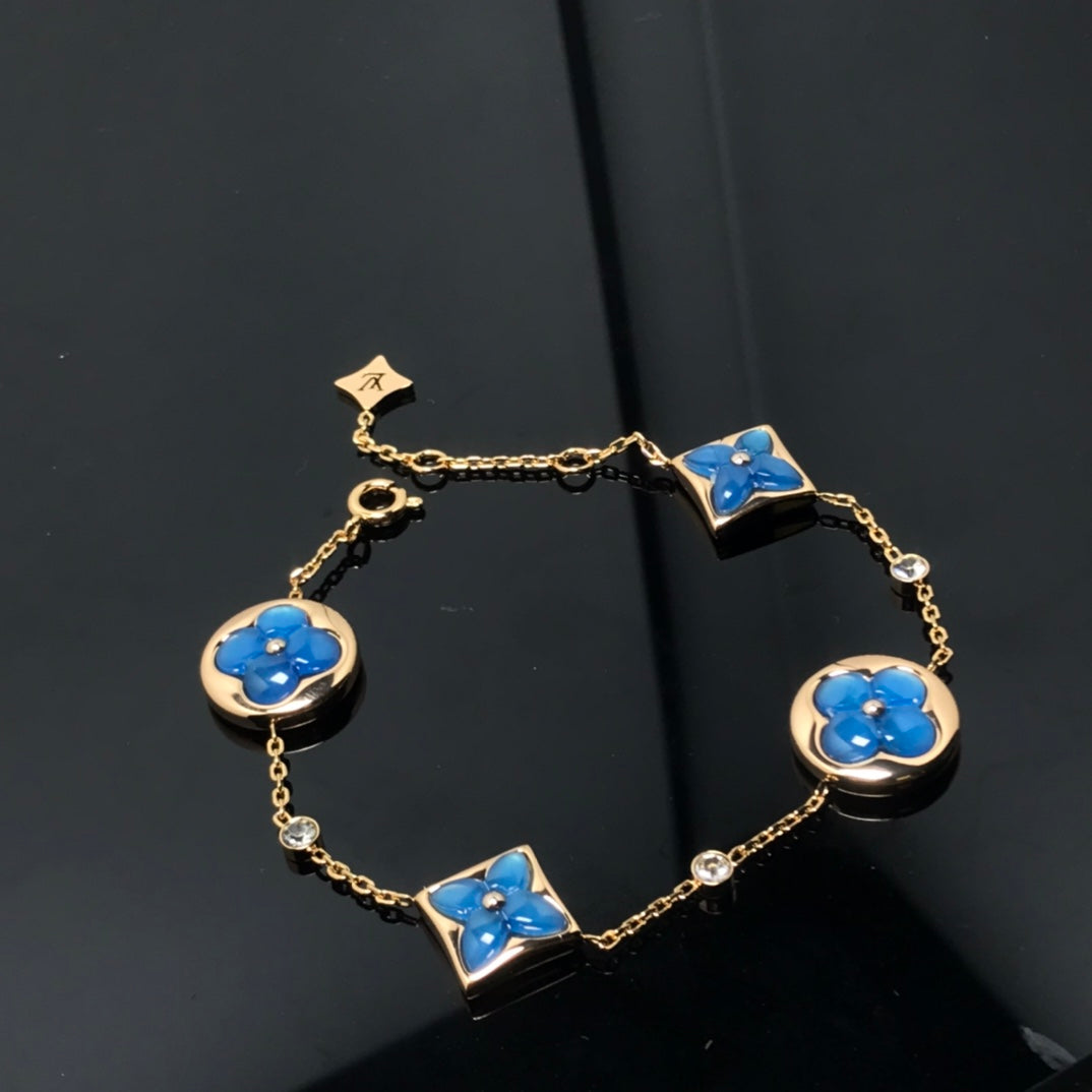 [Okajuri Jewelry]STAR AND SUN 4 MOTIF BLUE BRACELET