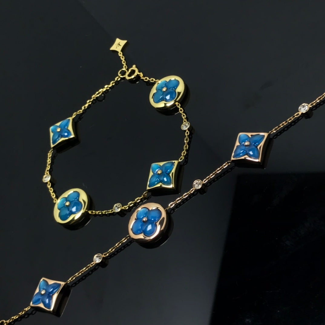 [Okajuri Jewelry]STAR AND SUN 4 MOTIF BLUE BRACELET