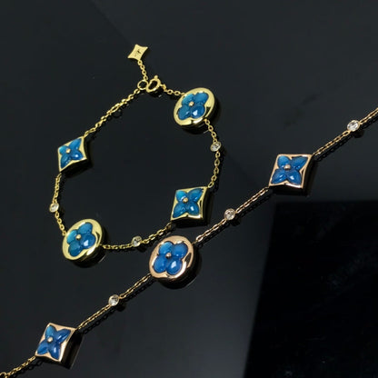 [Okajuri Jewelry]STAR AND SUN 4 MOTIF BLUE BRACELET