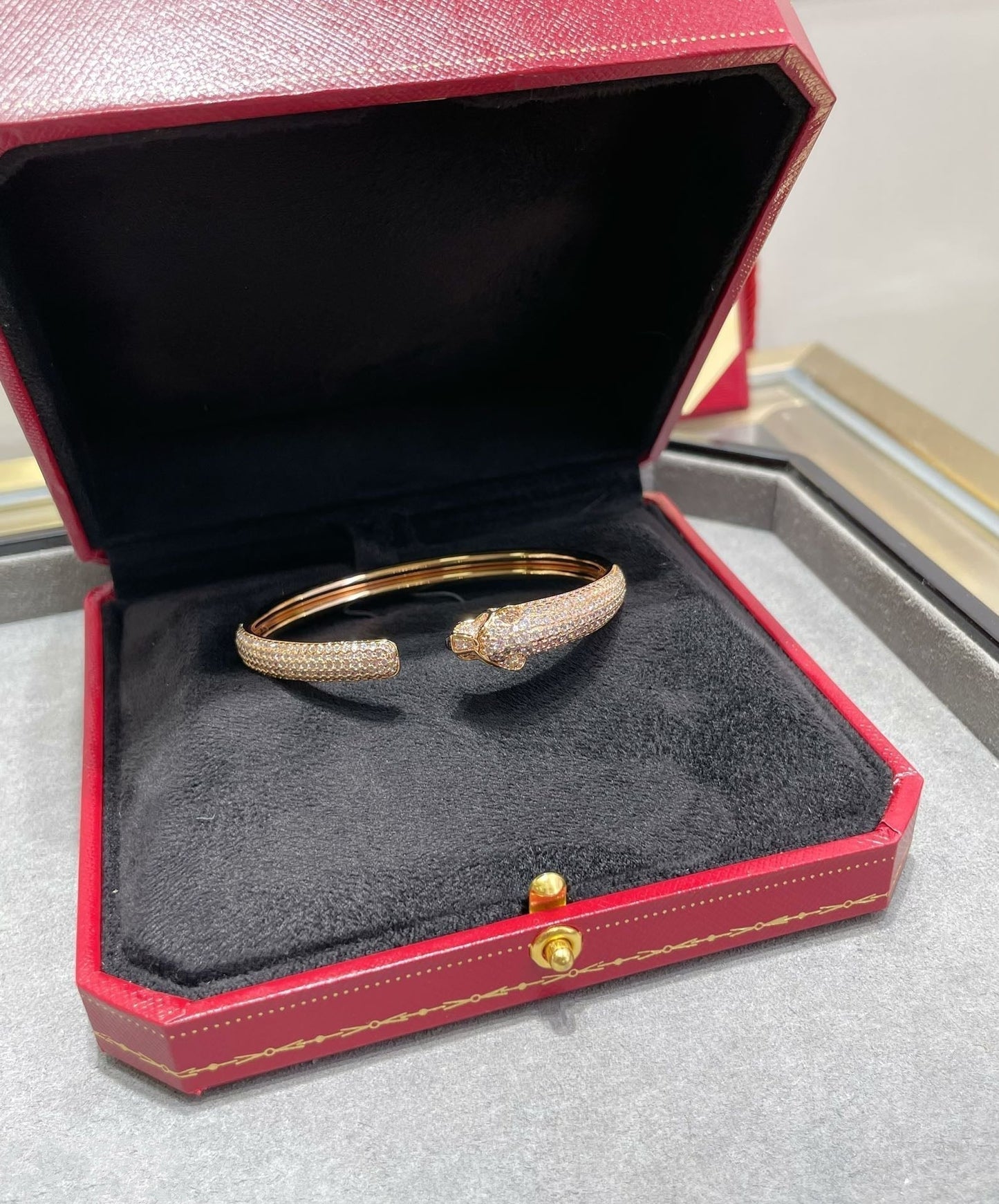 [Okajuri Jewelry]PANTHERE FULL DIAMOND OPEN BRACELET