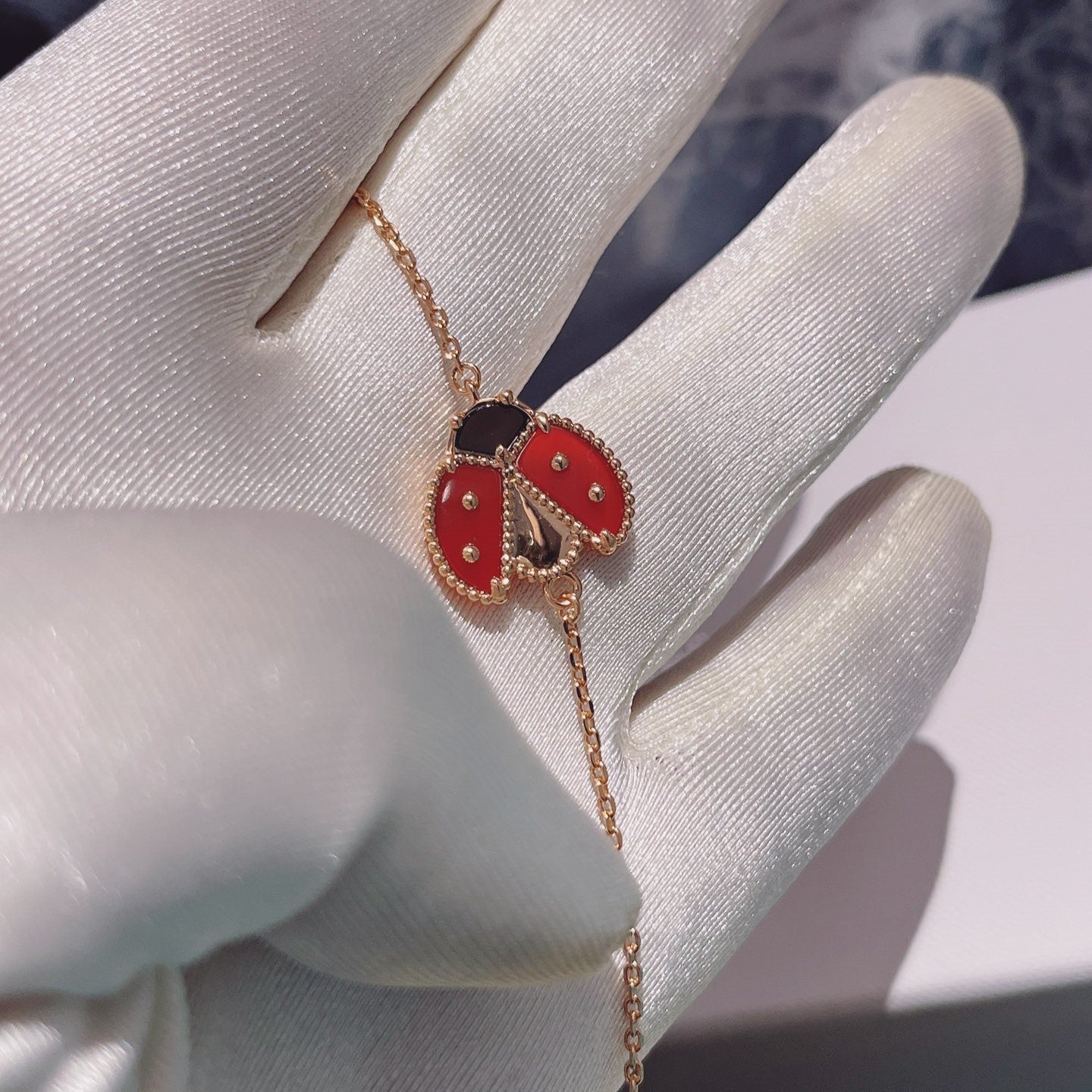 [Okajuri Jewelry]LUCKY SPRING 1 MOTIF PINK GOLD BRACELET