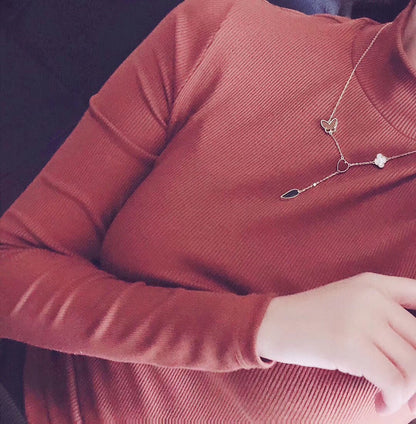 [Okajuri Jewelry]LUCKY SPRING 4 MOTIFS ROSE GOLD NECKLACE