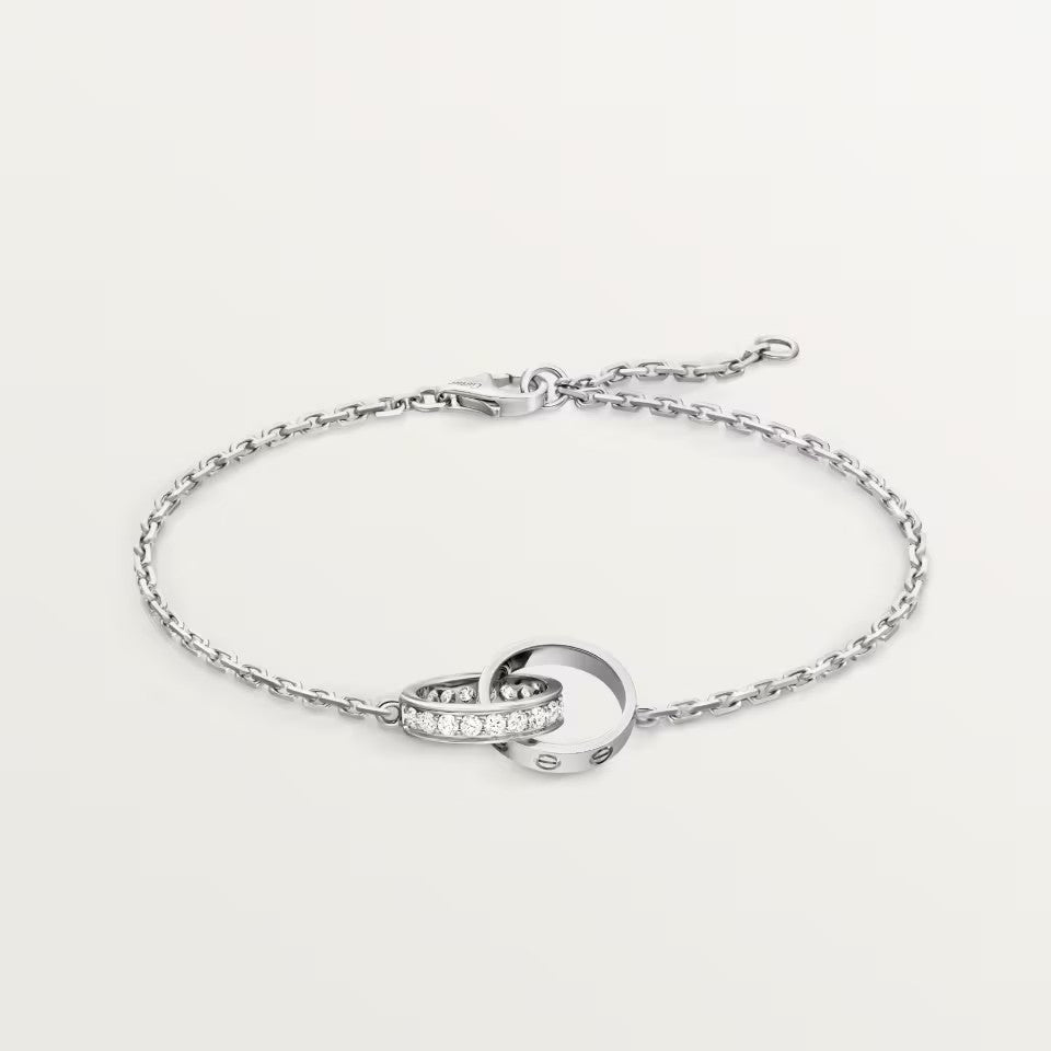[Okajuri Jewelry] LOVE DOUBLE RING HALF DIAMOND BRACELET