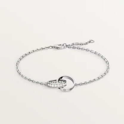 [Okajuri Jewelry] LOVE DOUBLE RING HALF DIAMOND BRACELET