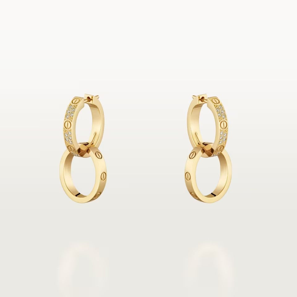 [Okajuri Jewelry] LOVE 3.3MM DANGLE HALF DIAMOND EARRINGS