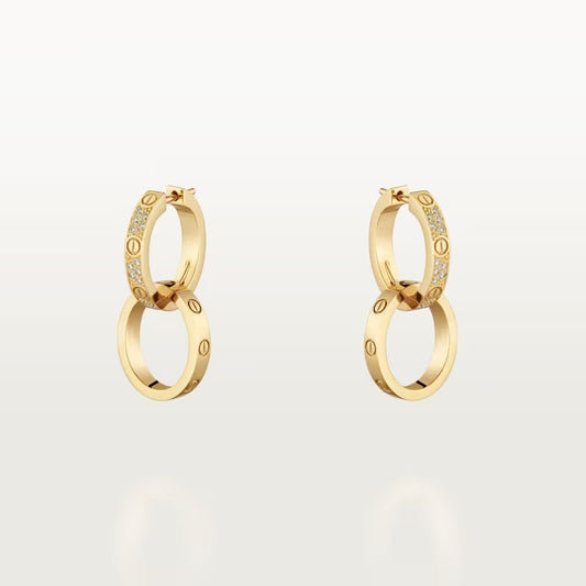 [Okajuri Jewelry] LOVE 3.3MM DANGLE HALF DIAMOND EARRINGS