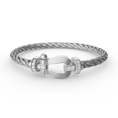 [Okajuri Jewelry]FORCE LARGE HORSESHOE HALF DIAMOND BRACELET SILVER