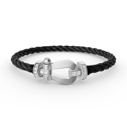 [Okajuri Jewelry]FORCE LARGE HORSESHOE HALF DIAMOND BRACELET SILVER