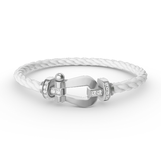 [Okajuri Jewelry]FORCE LARGE HORSESHOE HALF DIAMOND BRACELET SILVER