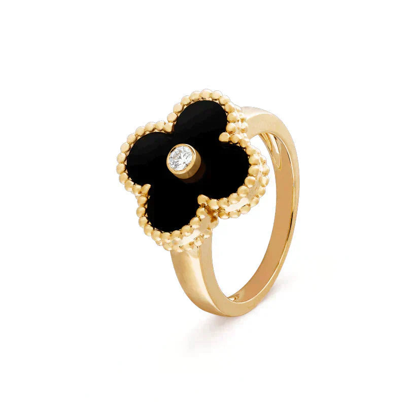 [Okajuri Jewelry]CLOVER ONYX RING GOLD DIAMOND
