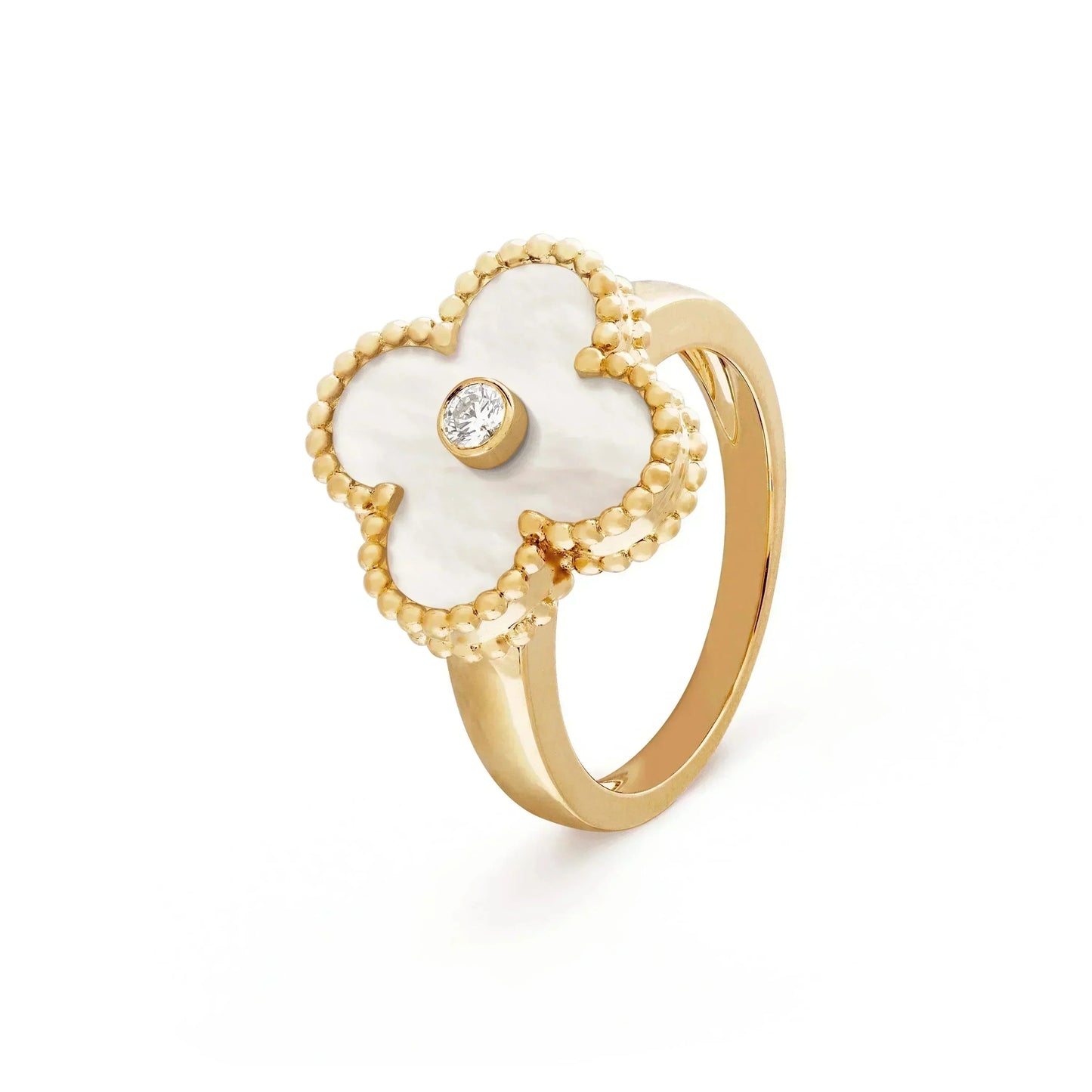 [Okajuri Jewelry]CLOVER PINK MOP RING GOLD DIAMOND